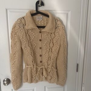 Ricki Vintage Beige Knit Cardigan with Button Front